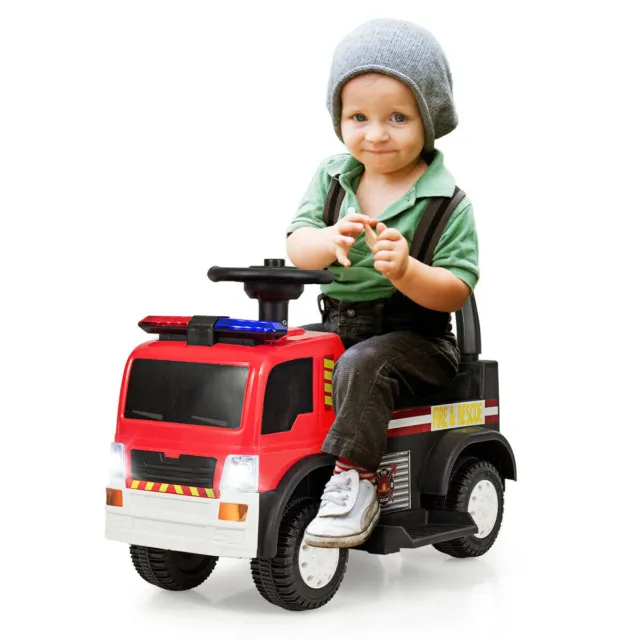 Kids 6V Ride On Fire Truck Fire Engine Battery Powered w/ Siren