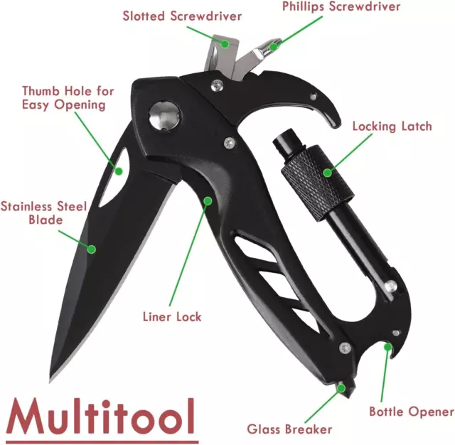 Multitool Karabiner, EDC Karabiner Schlüsselanhänger mit Flaschenöffner, Fenster 3