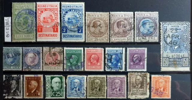 Italy Regno 1903-42 Marca Da Bollo + Tasse Vittorio Emanuele Iii  – 22 Stamps U