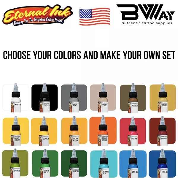 Eternal Tattoo Inks Authentic 5 Bottles MAKE YOUR SET 1/2 oz Pick Colors USA