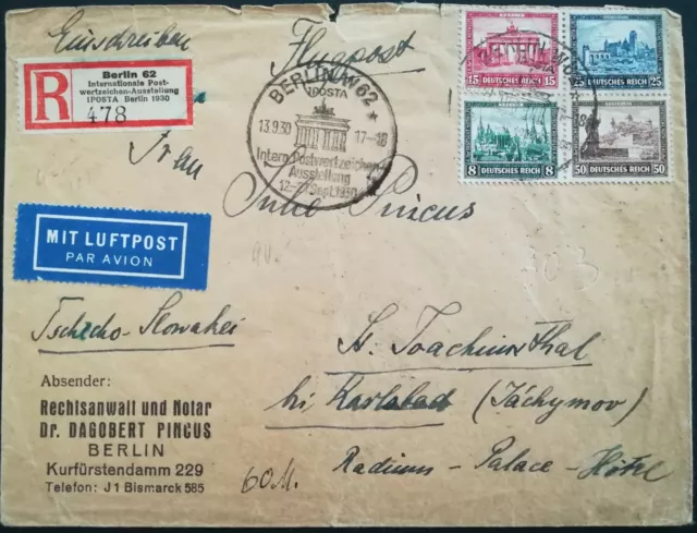 DR Weimar 4er aus Bl 1 IPOSTA-Block auf Auslandsbrief ,Mi.Nr.:446-9