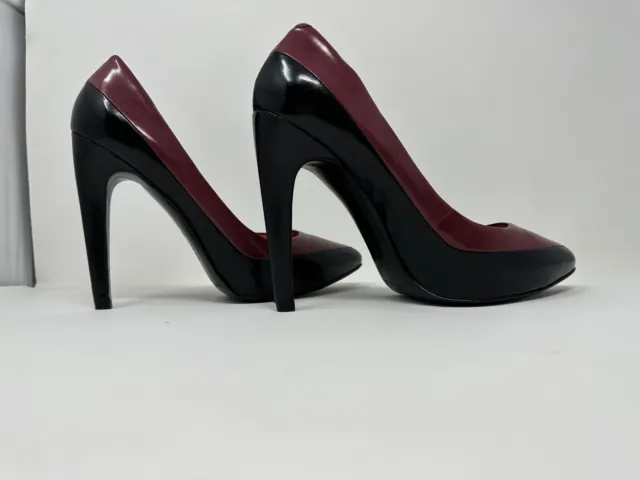 Via Spiga Platform High Heels Pumps Pointed Toe Black Wine Leather Womens Sz 7M