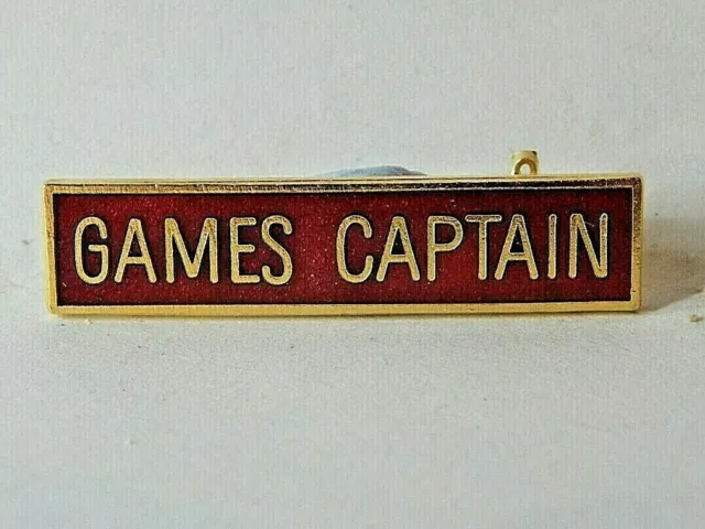 1980's School Games Captain red  enamel Badge 42 x 9 mm Fattorini