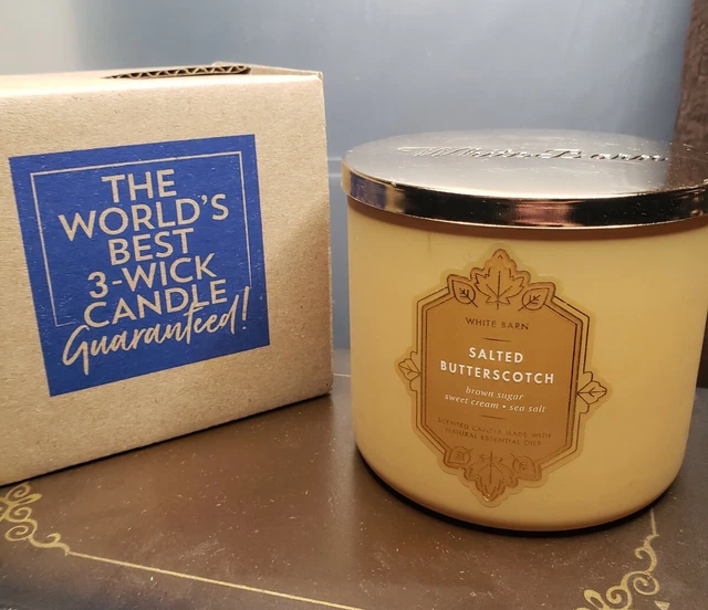 BATH & BODY Works White Barn Salted Butterscotch Scented 3wick Candle