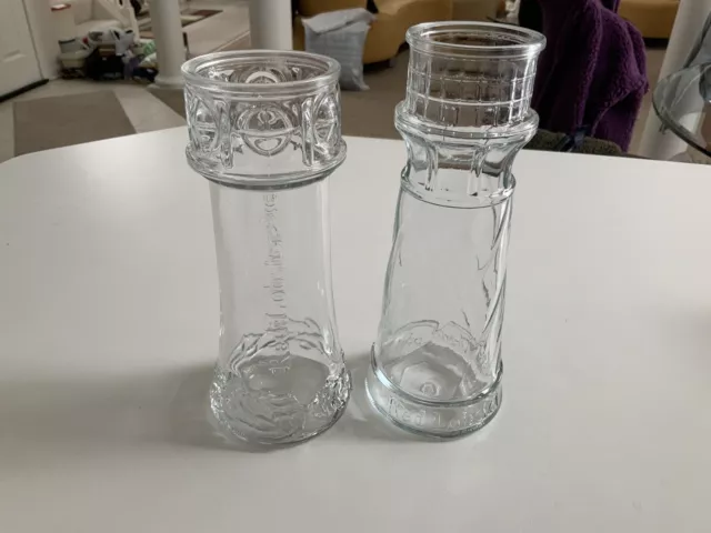 2 Vintage Red Lobster Collectible Lighthouse Drinking Glasses 7.5” &8” TALL