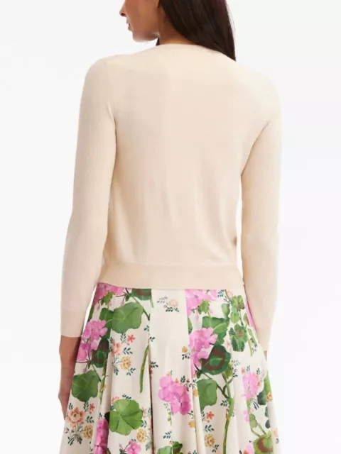 Oscar De La Renta long sleeve geranium embroidered cardigan for women - size XS 3