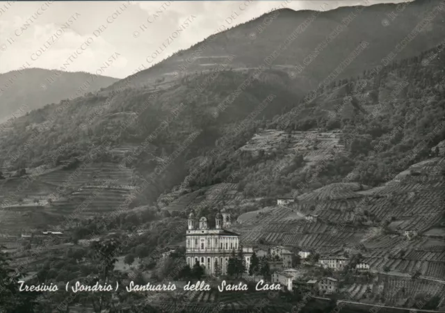 1954 TRESIVIO Santuario della Santa Casa panorama montagna Sondrio Cartolina