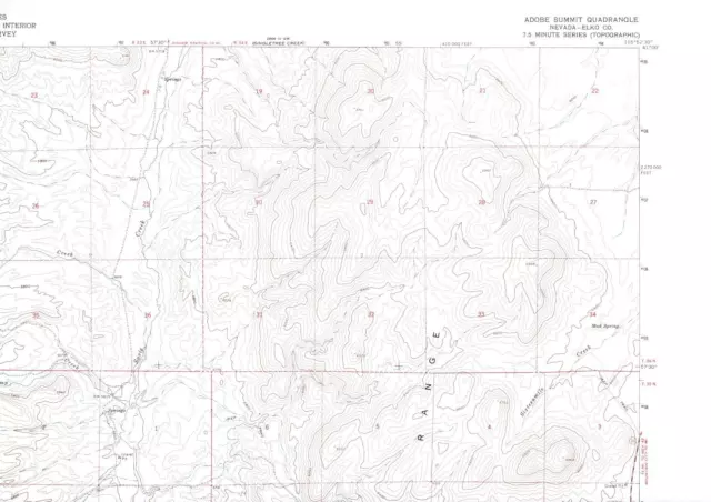 Adobe Summit, Nevada 1962 Vintage USGS Topo Map 7.5 Quadrangle Topographic