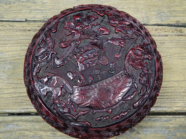 Chinese Vintage Lacquerware Exquisite Pattern Keepsake Box Collection Art