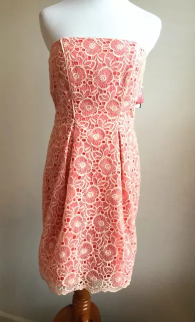 $138 NWT Jessica Simpson Blush Orange Lace Embroidery Party Cocktail Dress Sz 4