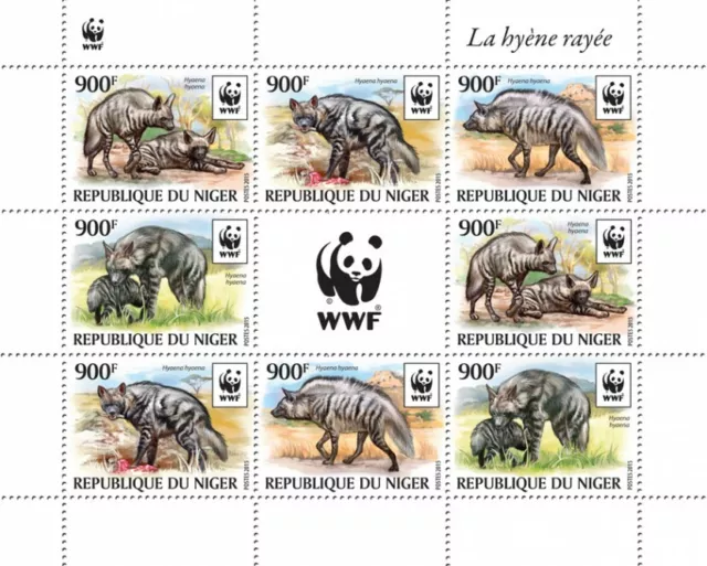 Niger Wild Animals Stamps 2015 MNH Striped Hyena WWF Hyenas 8v M/S