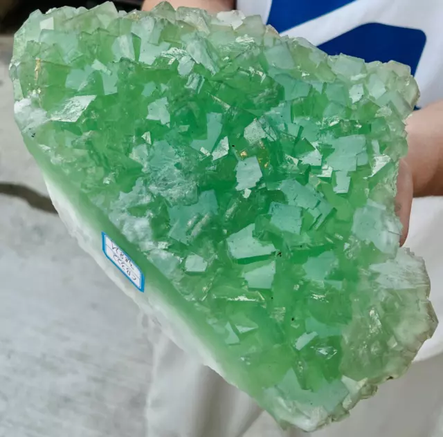 5.84LB  Large Natural Green FLUORITE Quartz Crystal Cluster Mineral Specimen.