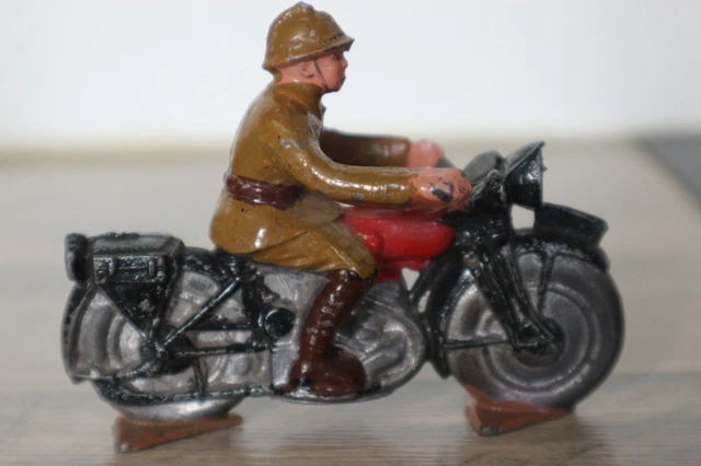 Moto Side Car + Soldat Ancien Plomb ? Aludo ? Quiralu, Motard Armée