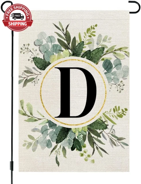 Monogram Letter D Garden Flag Floral 12X18 Inch Double Sided for outside Small B