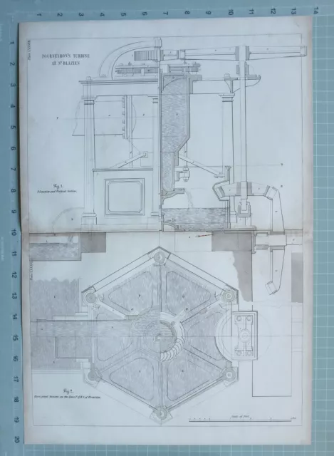 1847 Ingeniería Estampado FOURNEYRO'S Turbina At St Blazien Diagramas Modular