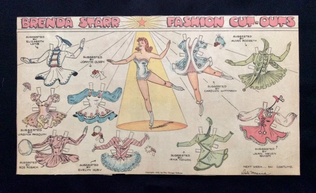 Uncut BRENDA STARR Sunday Funnies Paper Dolls, 1942, Brenda, Dale Messick, VTG