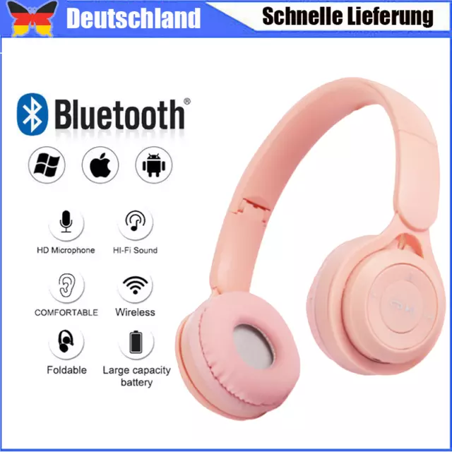 On Ear Kopfhörer 5.1 Kinder Bluetooth Kabellos Stereo Bass Kopfhorer Faltbare DE