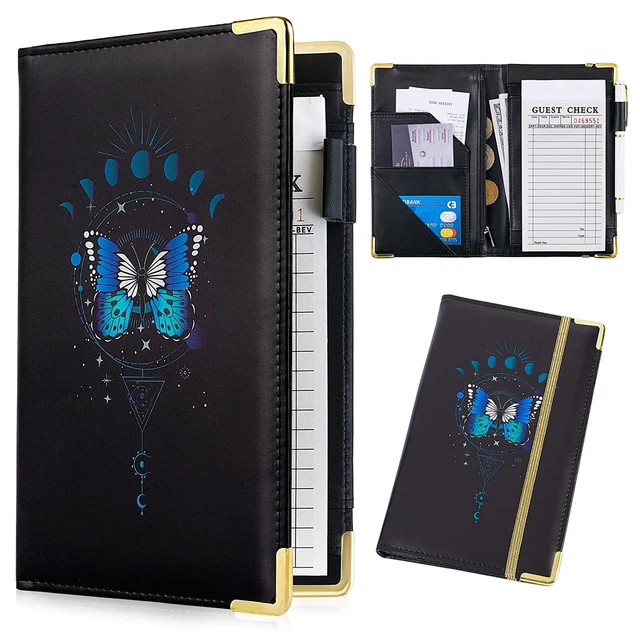 Waitress Book Organizer Leather With Zipper Pocket Restaurant Fit Server Apron