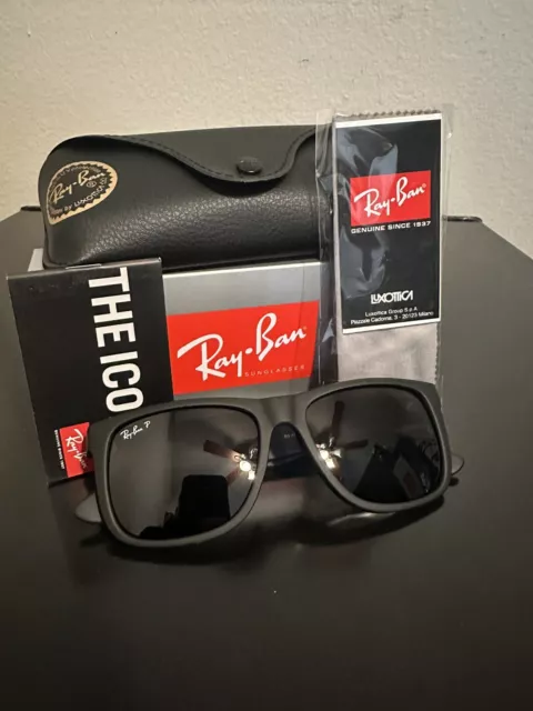 Ray-Ban Justin Matte Black Polarized Grey 54mm Lenses Sunglasses RB4165 622/2V