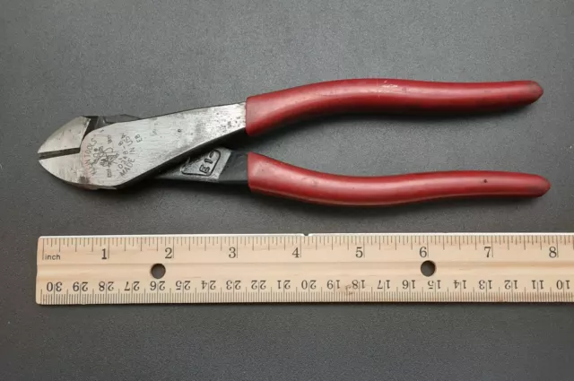 8” Red KLEIN TOOLS Diagonal Cutters-Angled Head, Model D248-8.