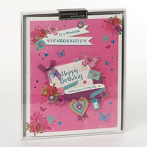 Wishing Well Studio Wonderful Grandaughter Birthday Hand Made Boxed Card - New