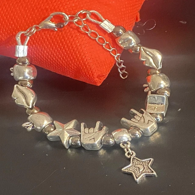 Bracciale con charms  tipo pandora argento da donna braccialetto ciondoli stella
