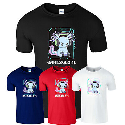 Game Gamer Axolotl Games Top Birthday Gift Trendy Mens Kids T-Shirt Tee Top