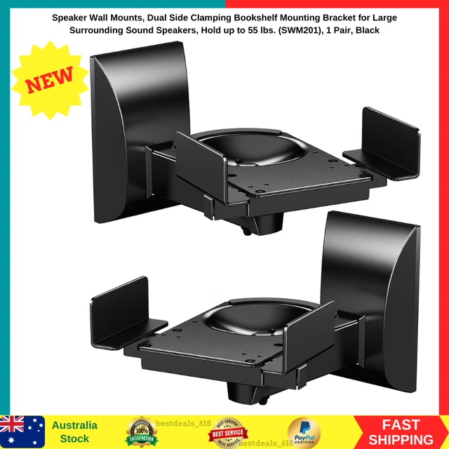 UNIVERSAL BOOKSHELF SPEAKER WALL MOUNT BRACKETS, SWIVEL, TILT - View #2