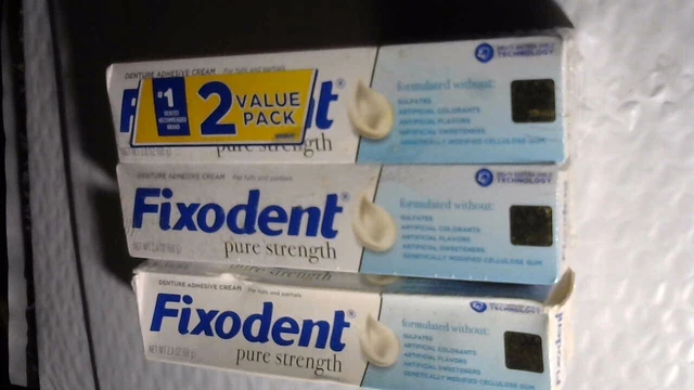 3 Boxes Fixodent Pure Strength Denture Adhesive Cream  2.4 Oz Each Box