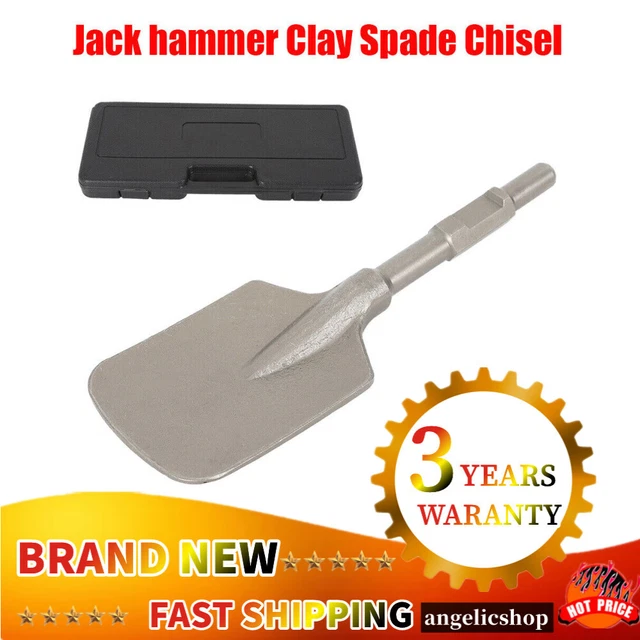 Stark 5-3/8 In. X 17-1/2 In. X 1-1/8 In. Hex Shank Clay Spade Steel Shovel Bit For Electric Demolition Jack Hammer 61111-H - The Home Depot