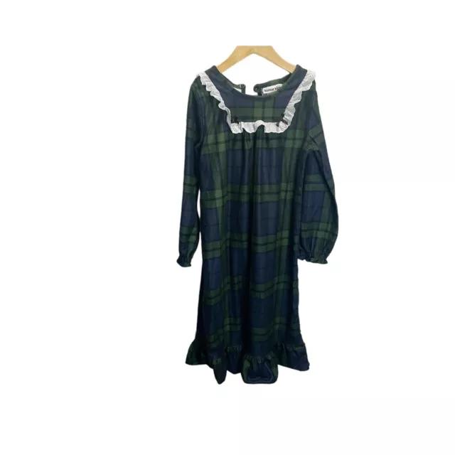 KOMAR KIDS Girls Green Plaid NIGHTGOWN pajamas sleepwear M 7/8