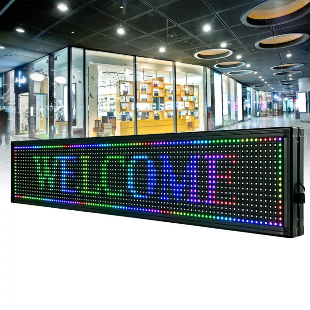 LED Sign 40"X8" Scrolling Message Display Board RGB 7-Color Programmable Board