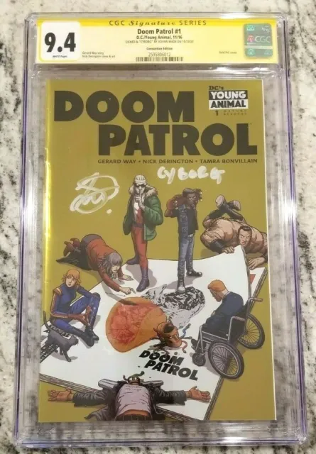 Joivan Wade Cyborg Signed Doom Patrol #1 Cgc 9.4 Gold Convention Edition Cover