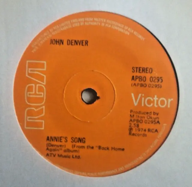 john denver - annies song - excellent condition 7"vinyl 45 rpm