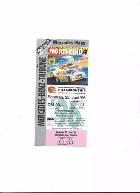 DTM Sammler Ticket NORISRING 1996, ITC Championship 23.06.1996, not used @ neu @