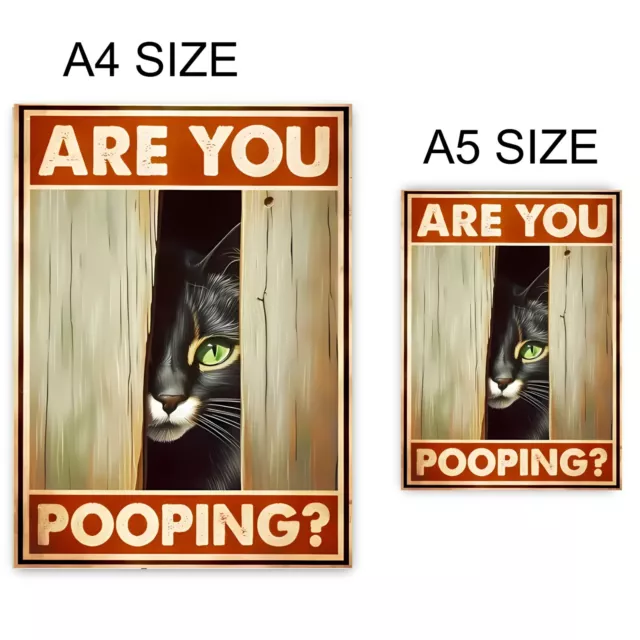 Funny Cat Aluminium Sign "Are You Pooping" For Bathroom / Toilet