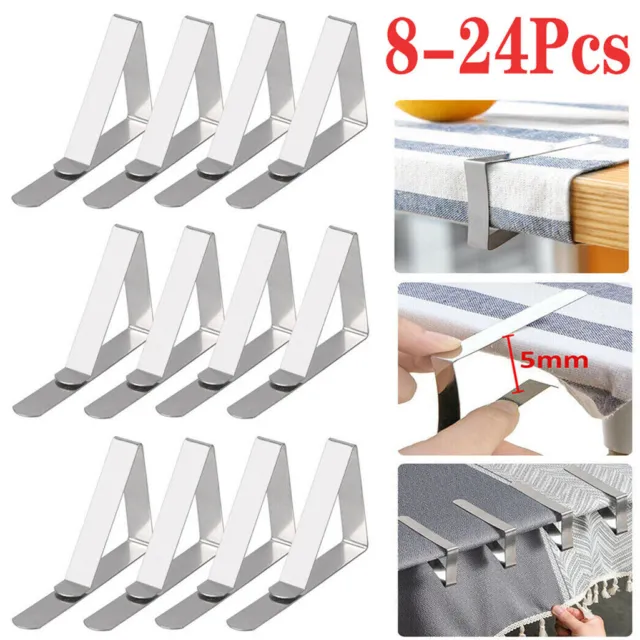 8-24x Thickened Table Cloth Cover Clips Stainless Steel Clamps Holder for Table