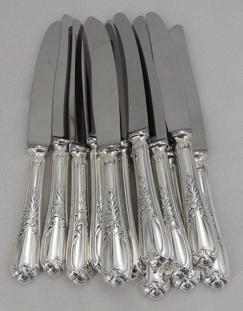 Lot De 12 Couteaux à Entremets Ercuis – Métal Argenté, Modèle Filet Contours Victoria