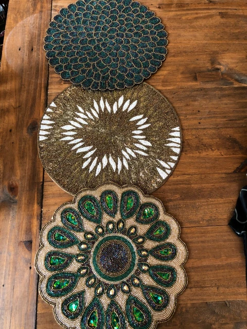 Glass Beaded Placemats Ideal for Christmas, Wedding Special Occasion