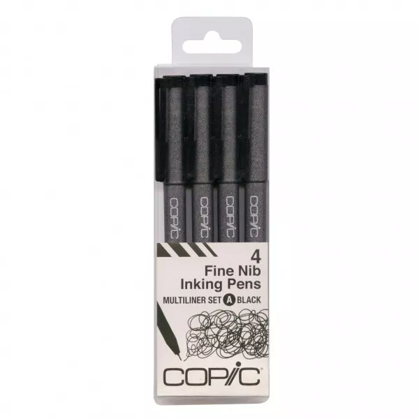 Too Copic Fine Nib Inking Pens Multiliner set A / Black / 4 size set
