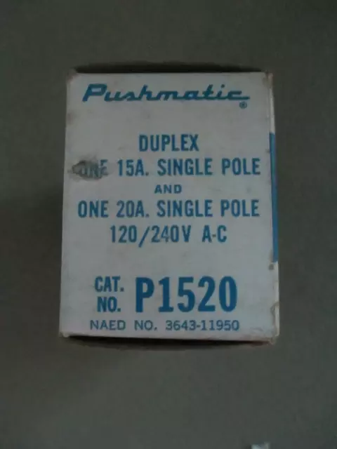 Disyuntor Pushmatic P1520 DÚPLEX DOBLE 15A + 20V 120V 240V ITE Bulldog