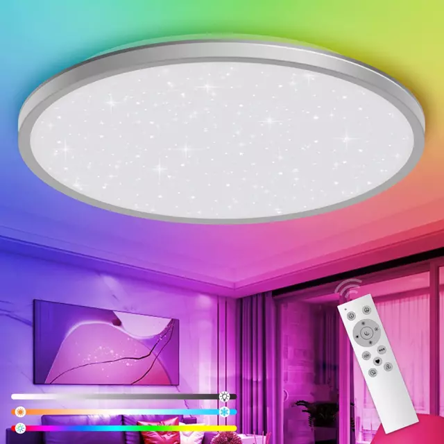 Plafonnier LED Dimmable, 24W RGB Lampe De Plafond Moderne, 6