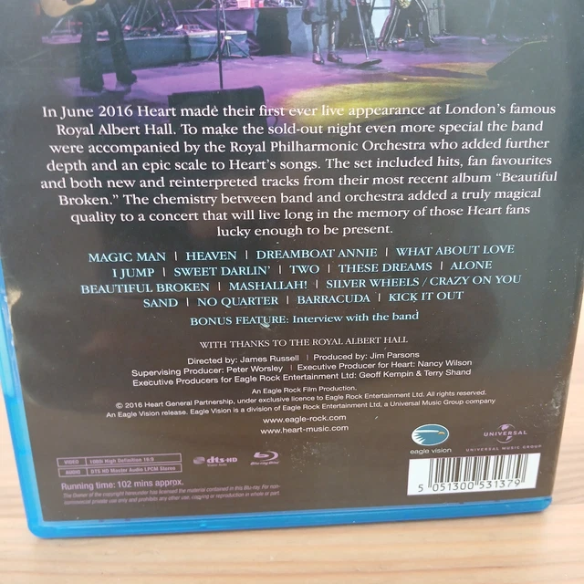 HEART: LIVE AT the Royal Albert Hall BluRay VGC UK Release Fast Tracked ...