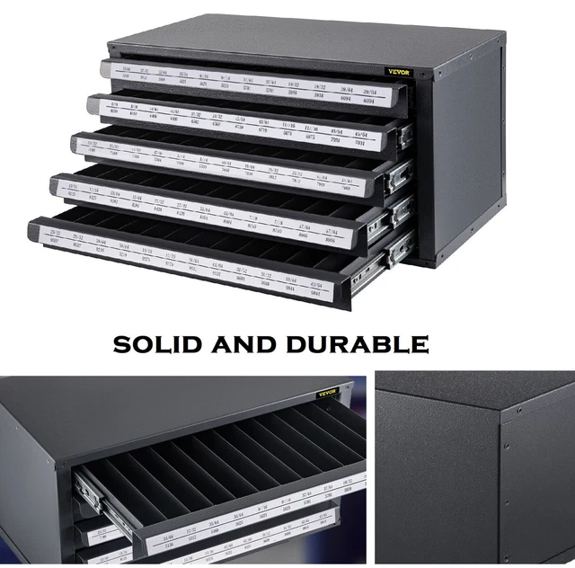 Drill Bit Dispenser Cabinet Steel Stackable Drawer Storage Organizer Garage Fact