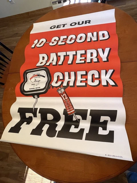 RARE !!    Vintage Sunoco Service Gas Station Window Sign advertising Poster