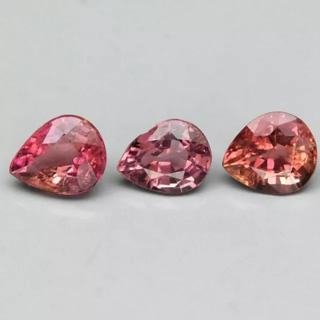 ★ RARE  ★ 3 TOURMALINES ROSES ORANGES DU MOZAMBIQUE 1,88 CARAT ★★ P421.129t