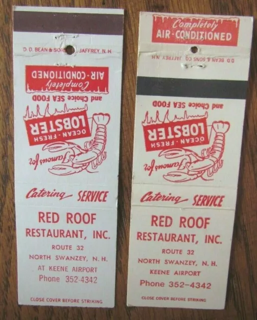 Animal Lobster Matchbooks: Red Roof Restaurant (North Swanzey, New Hampshire) F1