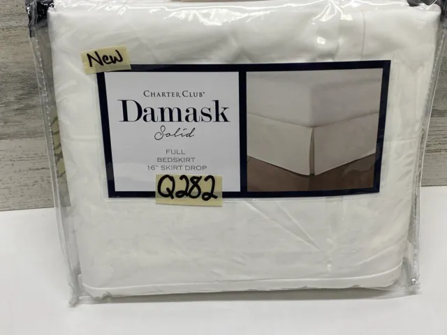 Charter Club Damask Solid 550 Thread Count Full Bedskirt White New