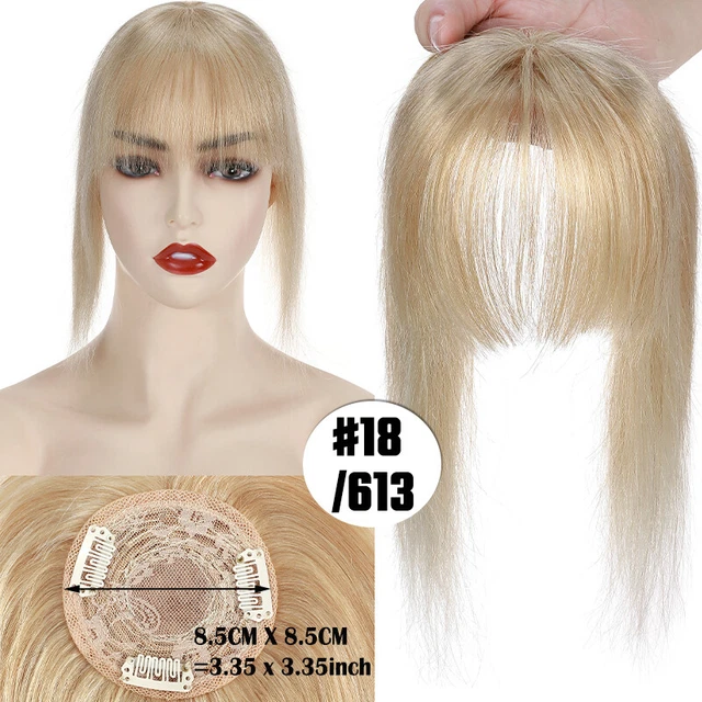 8.5x8.5cm Human Hair Women Topper Clip Ins #18/613 Ash Blonde/ Bleach Blonde Mix