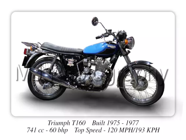 Triumph T160 750cc Motorcycle - A3 Size Print Poster on Photographic Paper